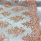 1 Yard Peach Sequin Lace Fabric Embroidered Mesh Polyester Blend for Evening Gowns Bridal Wear 54" Width